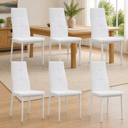 Enhance Your Space with 6 White Faux Leather Dining Chairs