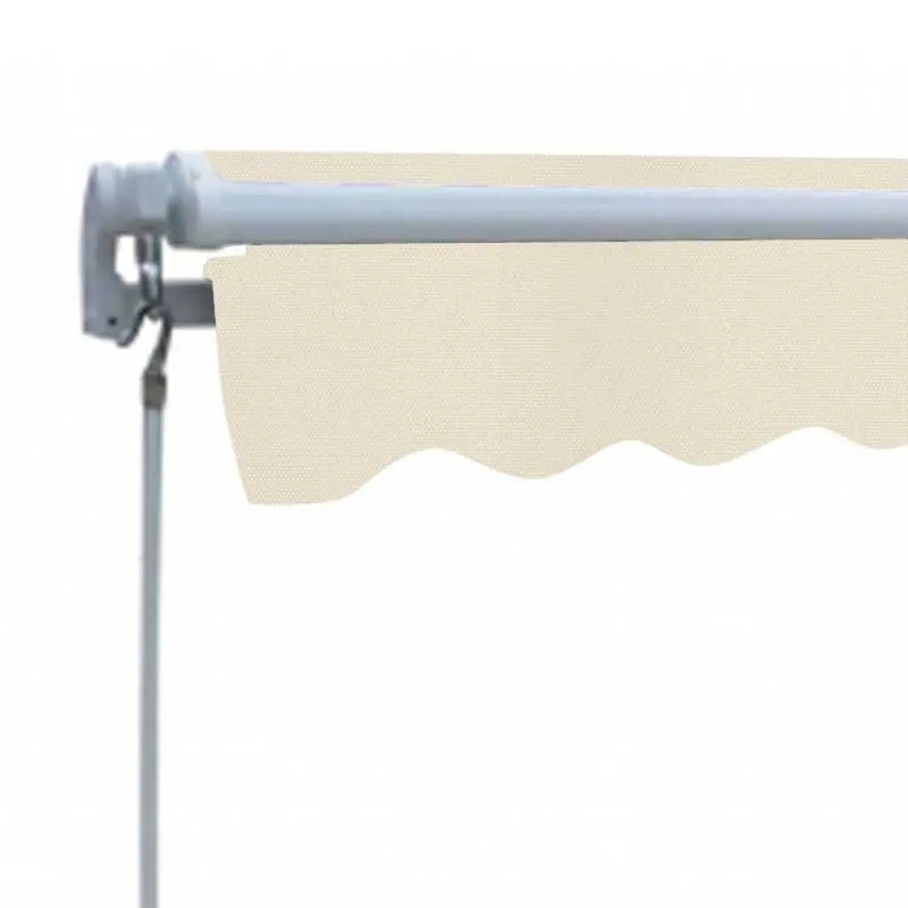 Folding Awning 300cm Manual Operation UV Weather Resistant Cream Outdoor Patio Garden Shade