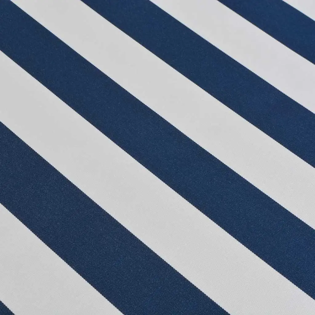 Folding Awning 400cm Manual Crank Adjustable Outdoor Shade Canopy Blue White