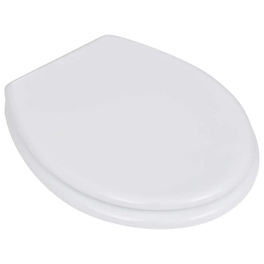 Toilet Seats 2 pcs White MDF Universal Adjustable Hinges Durable Bathroom Fixture