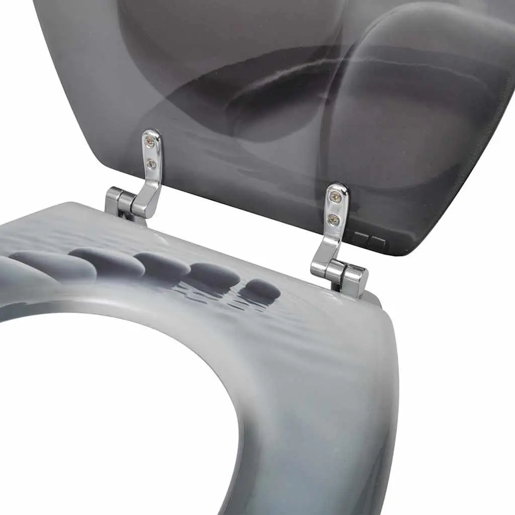 Toilet Seats 2 Pack Grey MDF Adjustable Hinges