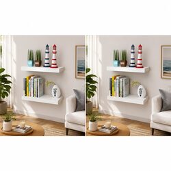 Elevate Your Space with 40cm White Floating Shelves - Set of 4