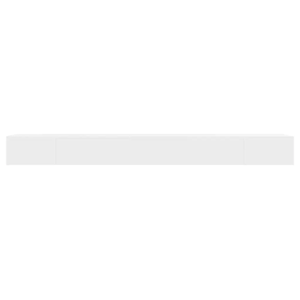 Wall Shelves 80 cm White Floating with Drawers 2 pcs Invisible Mounting System