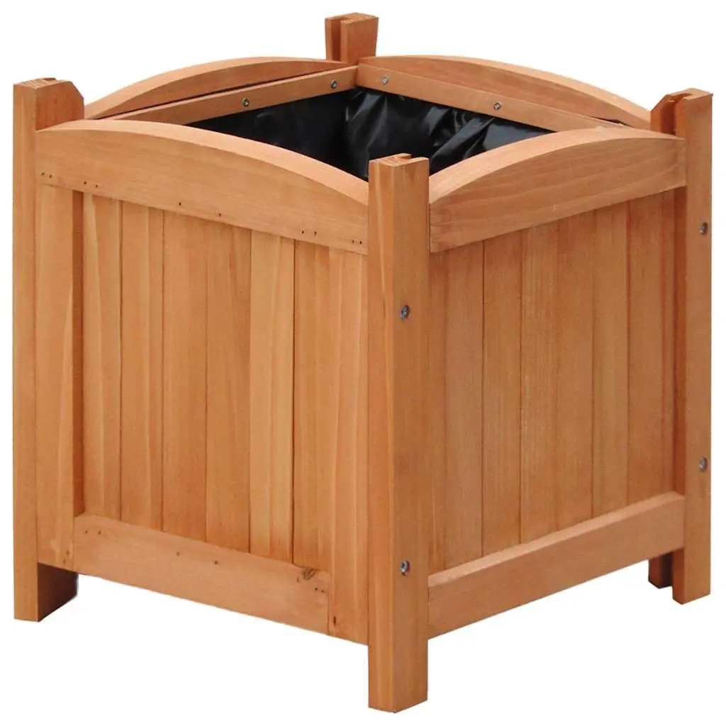 Raised Garden Beds 30cm Weather-Resistant Solid Wood Planters for Plants Flowers 4 Piece Set