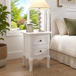 Set of 4 White Nightstands with Ample Storage