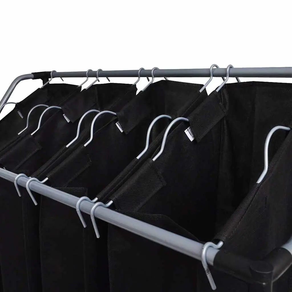 Laundry Sorters 2 pcs Black with 4 Removable Sorting Bags for Easy Transport and Organization