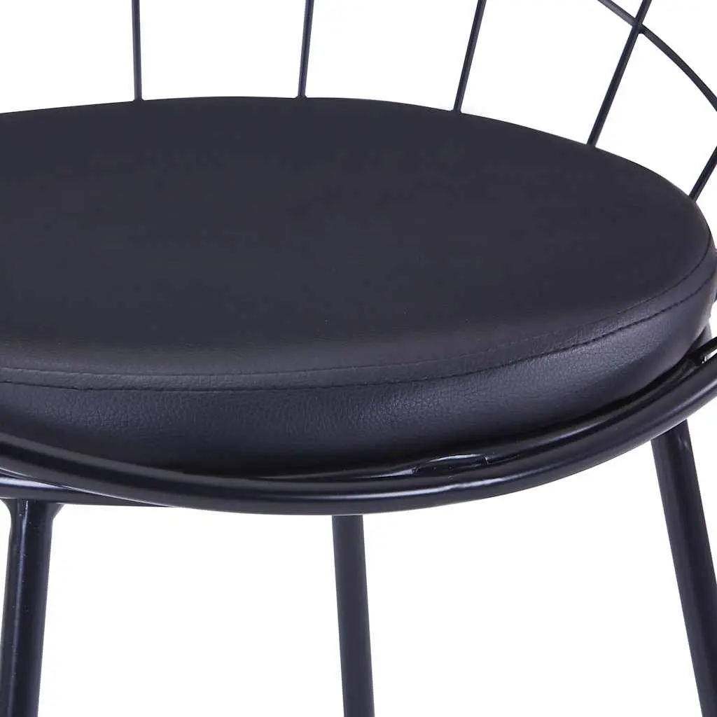 Set of 6 Black Cushioned Faux Leather Dining Chairs with Powder Coated Steel Frame