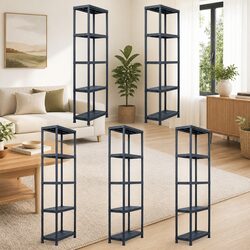 Optimize Your Space with 5 pcs Black Storage Shelf Racks