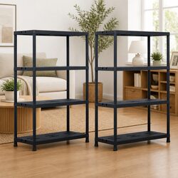 Transform Your Space with Black Shelf Racks, 2 pcs