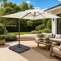 Garden Parasol Outdoor Sunshade UV-Resistant Tilt Rotate with Portable Sand Base