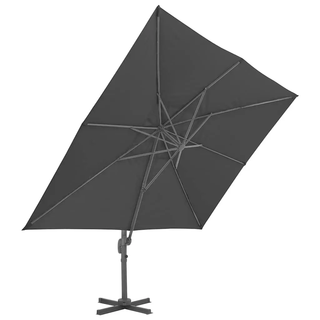 Garden Parasol Grey UV-Resistant Outdoor Umbrella with 360-Degree Tilt and Portable Base