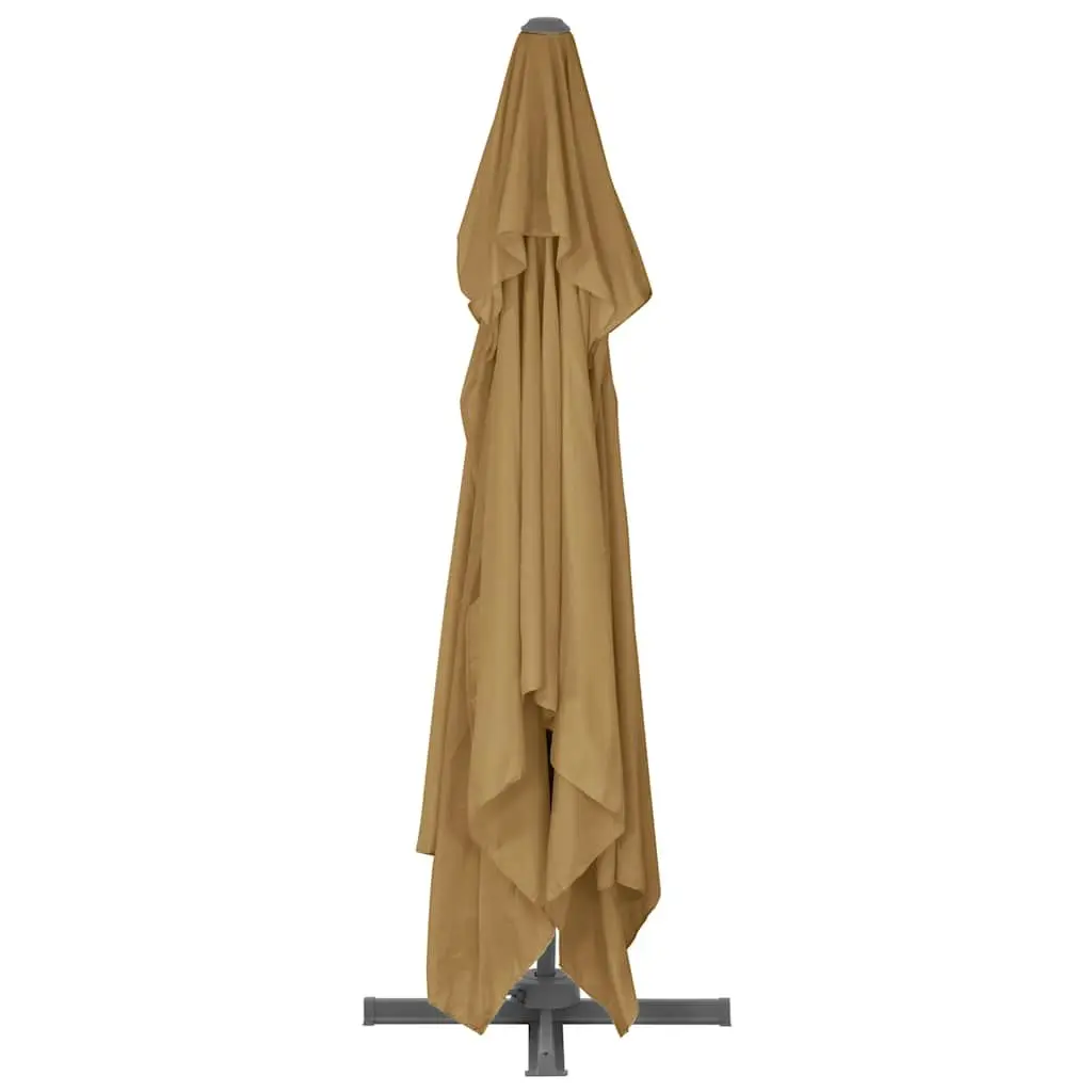 Garden Parasol Taupe UV-Resistant with 360-Degree Tilt and Rotate Aluminium Frame and Portable Base