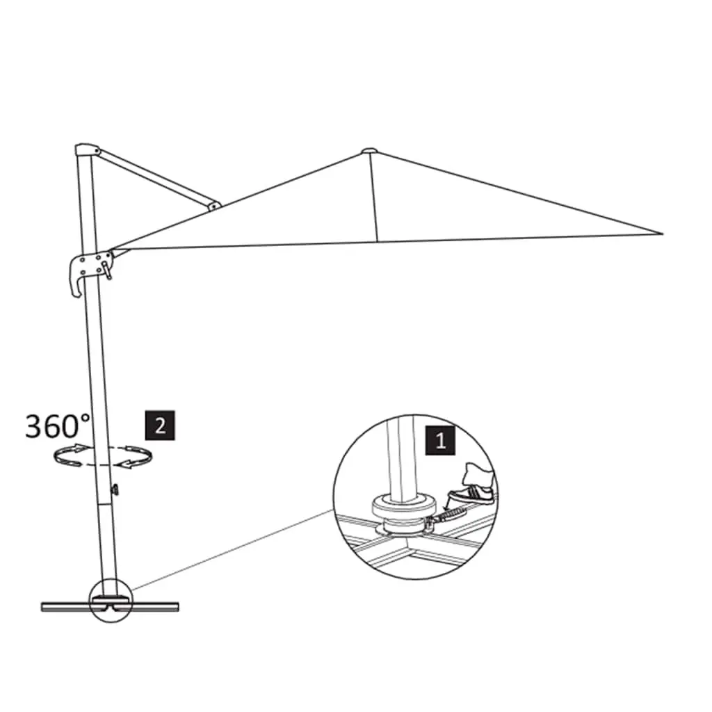 Garden Parasol Taupe UV-Resistant with 360-Degree Tilt and Rotate Aluminium Frame and Portable Base