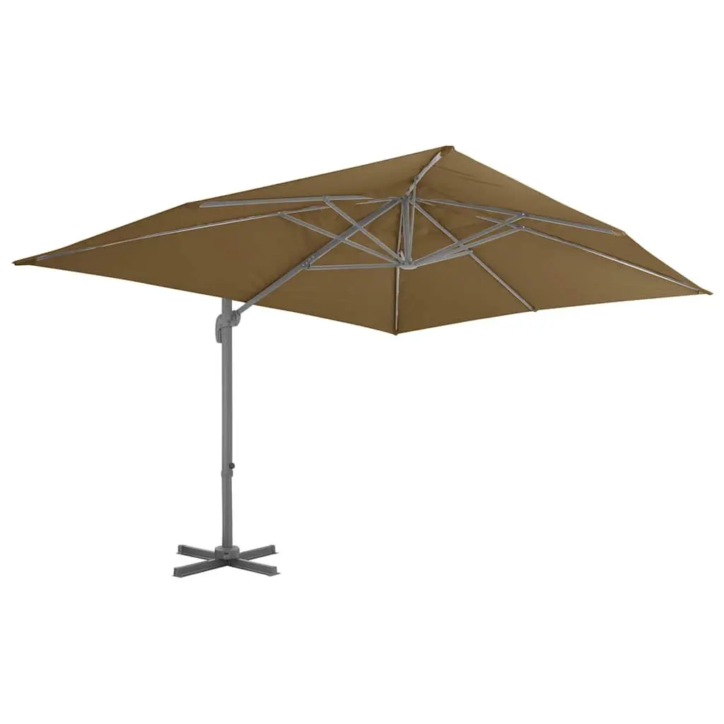 Garden Parasol Taupe UV-Resistant with 360-Degree Tilt and Rotate Aluminium Frame and Portable Base