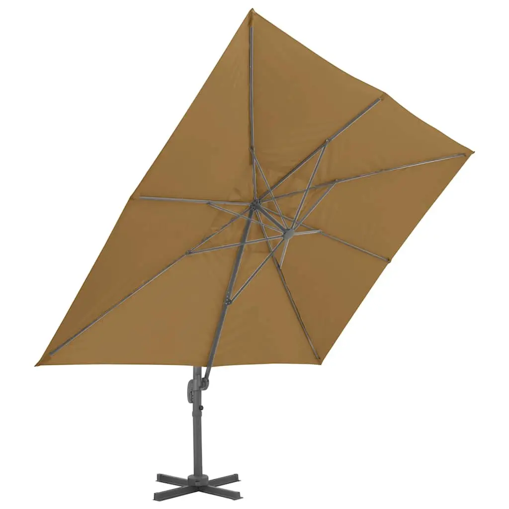 Garden Parasol Taupe UV-Resistant with 360-Degree Tilt and Rotate Aluminium Frame and Portable Base
