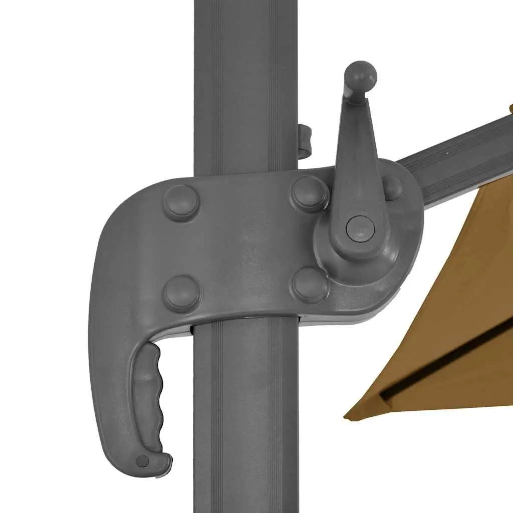 Garden Parasol Taupe UV-Resistant with 360-Degree Tilt and Rotate Aluminium Frame and Portable Base