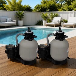 Sand Filter Pool Pump 600W 17000 L/h Above Ground Pool Cleaner Set of 2