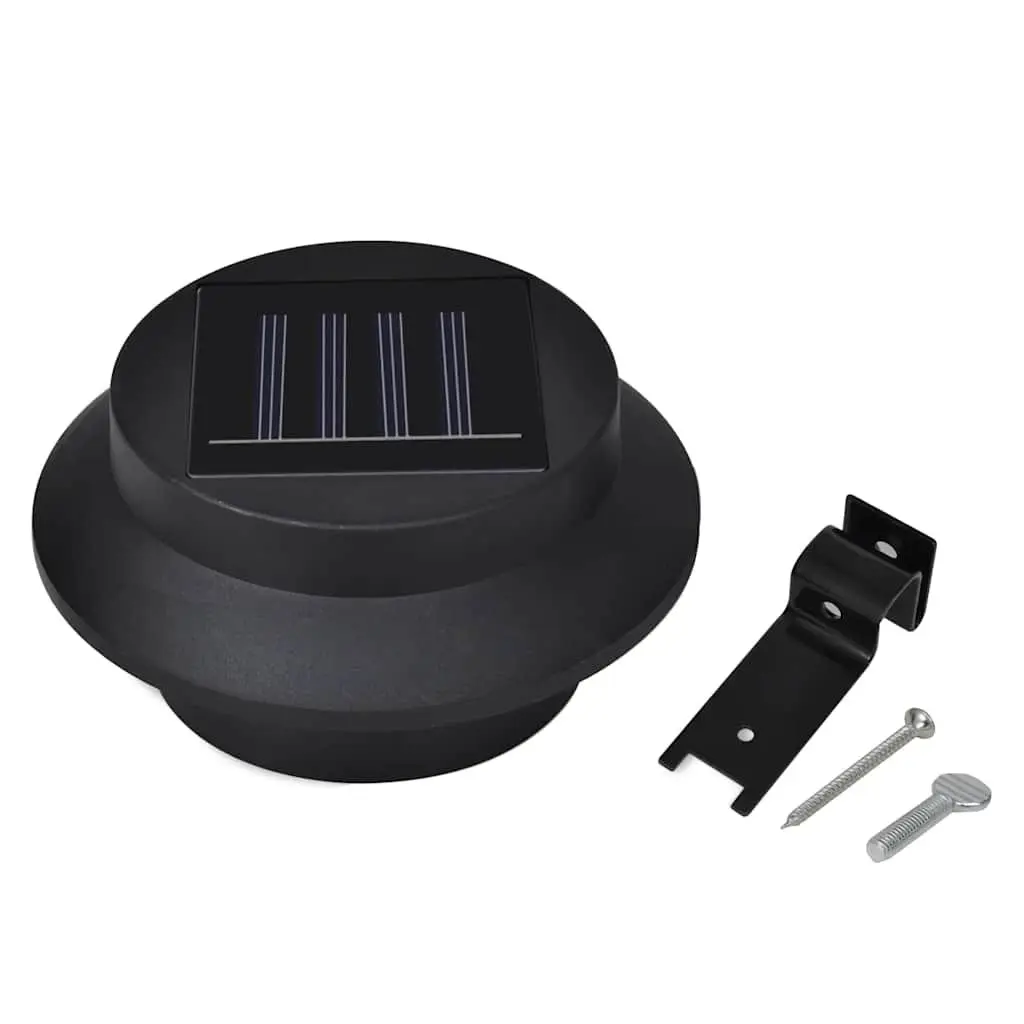 Outdoor Solar Fence Lamps 12 Piece LED Black Garden Wall Lighting Automatic On Off