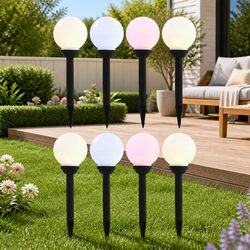 Enhance Your Outdoors with 8 Pcs RGB Solar Lamps