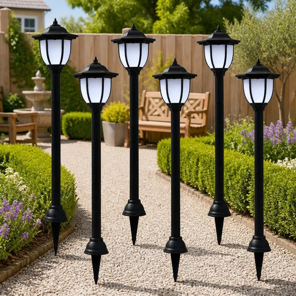 Outdoor Solar LED Lamps 6 Pack Automatic Dusk to Dawn Lighting Garden Patio Pathway