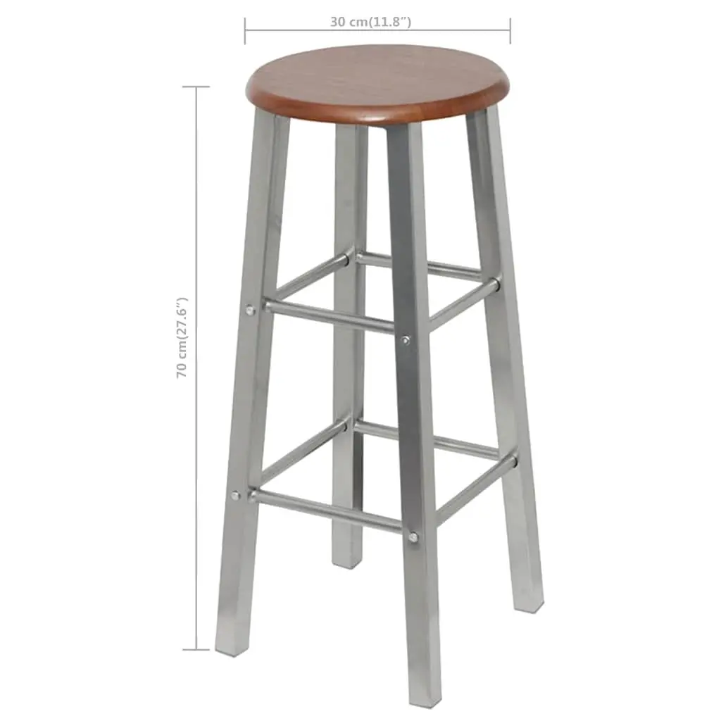 Bar Stools Set of 4 Brown Seat Modern Design Footrest Kitchen Counter Height