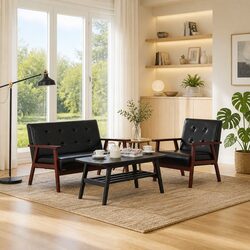 Enhance Your Living Space with a 2 Piece Black Sofa Set