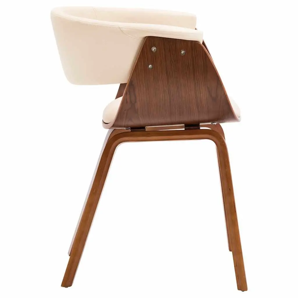 Dining Chairs Set of 2 Cream Faux Leather Upholstered Sturdy Bent Wood Frame