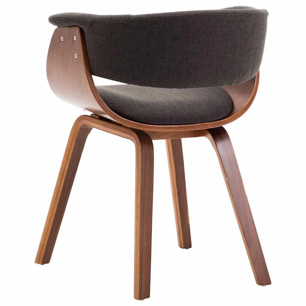 Dining Chairs Set 6 Piece Grey Bent Wood Frame Fabric Seat