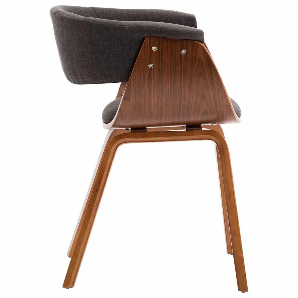 Dining Chairs Set 6 Piece Grey Bent Wood Frame Fabric Seat