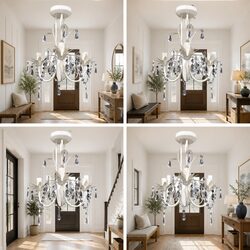 Crystal Pendant Ceiling Lamp Chandelier 4 Pack White Elegant Foyer Dining Room