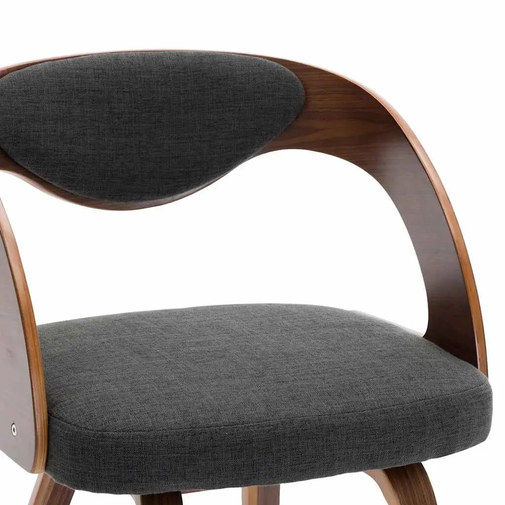 Dining Chairs 6 pcs Grey Bent Wood Frame Fabric Upholstered Kitchen Room Seating