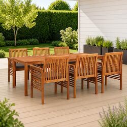 7 Piece Acacia Wood Outdoor Dining Set with Cushions
