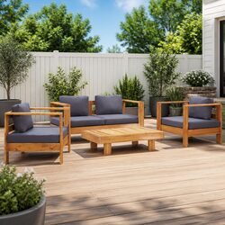 Elevate Your Outdoor Space with 4-Piece Lounge Set
