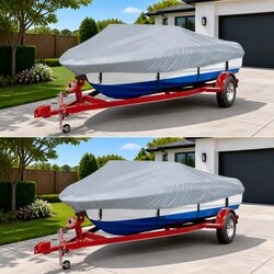 Boat Cover 2pcs Grey Storage Protection Mooring Hull Waterproof Heavy Duty