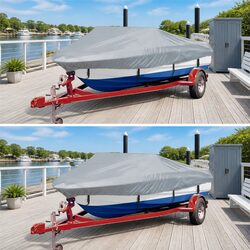 Stylish Grey Boat Covers for Storage 2 Pack 427-488cm