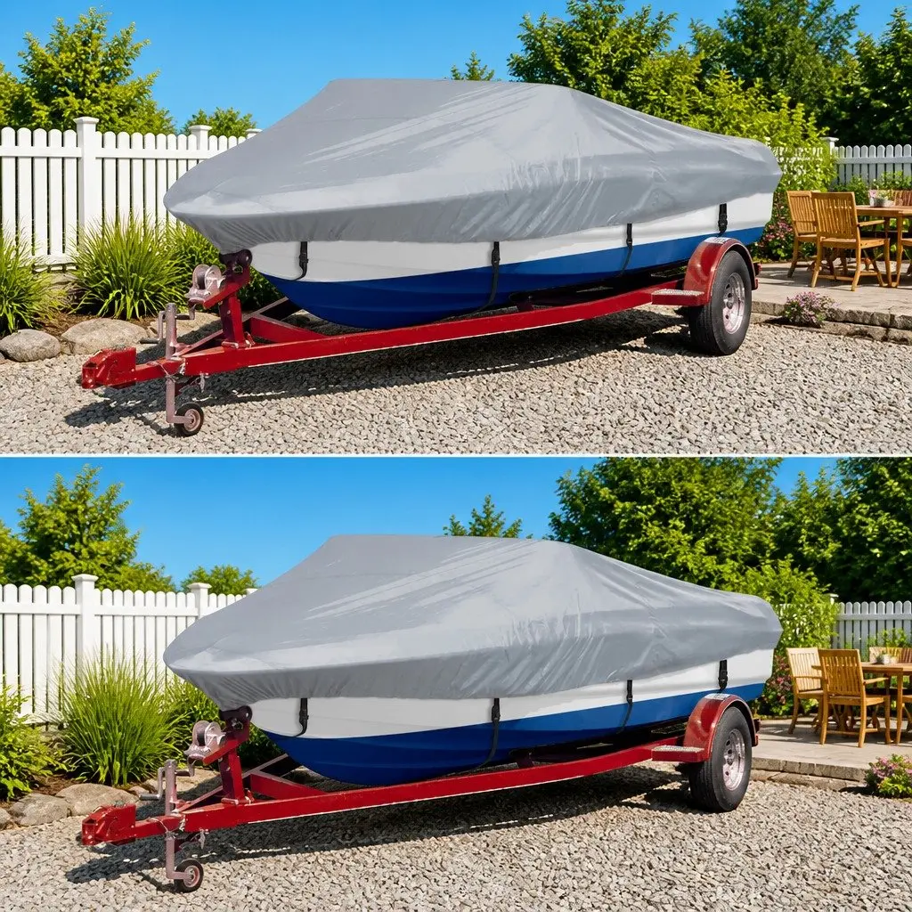 Boat Storage Cover 2 Pack Grey 610-671cm Length 254cm Width Heavy Duty