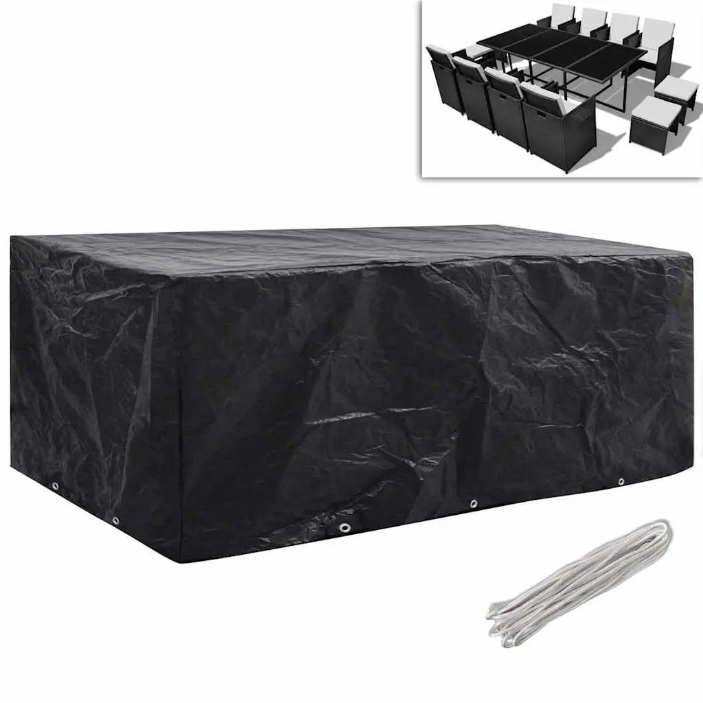 Garden Furniture Covers 2 Piece Set 229x113cm Rattan Protection Black