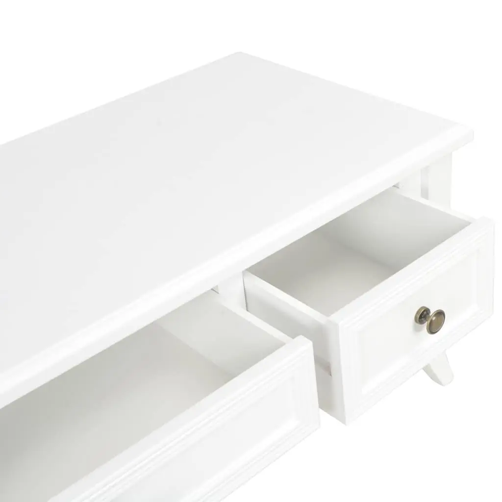 TV Cabinet White 100x35x35 cm Wood Storage Unit with 3 Drawers Living Room