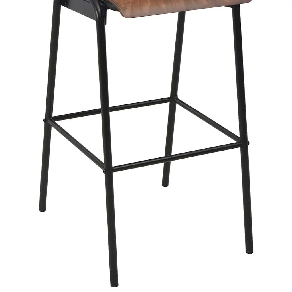 Bar Stools Set 2 Pieces Brown Plywood Seat Stackable Kitchen Dining Chair