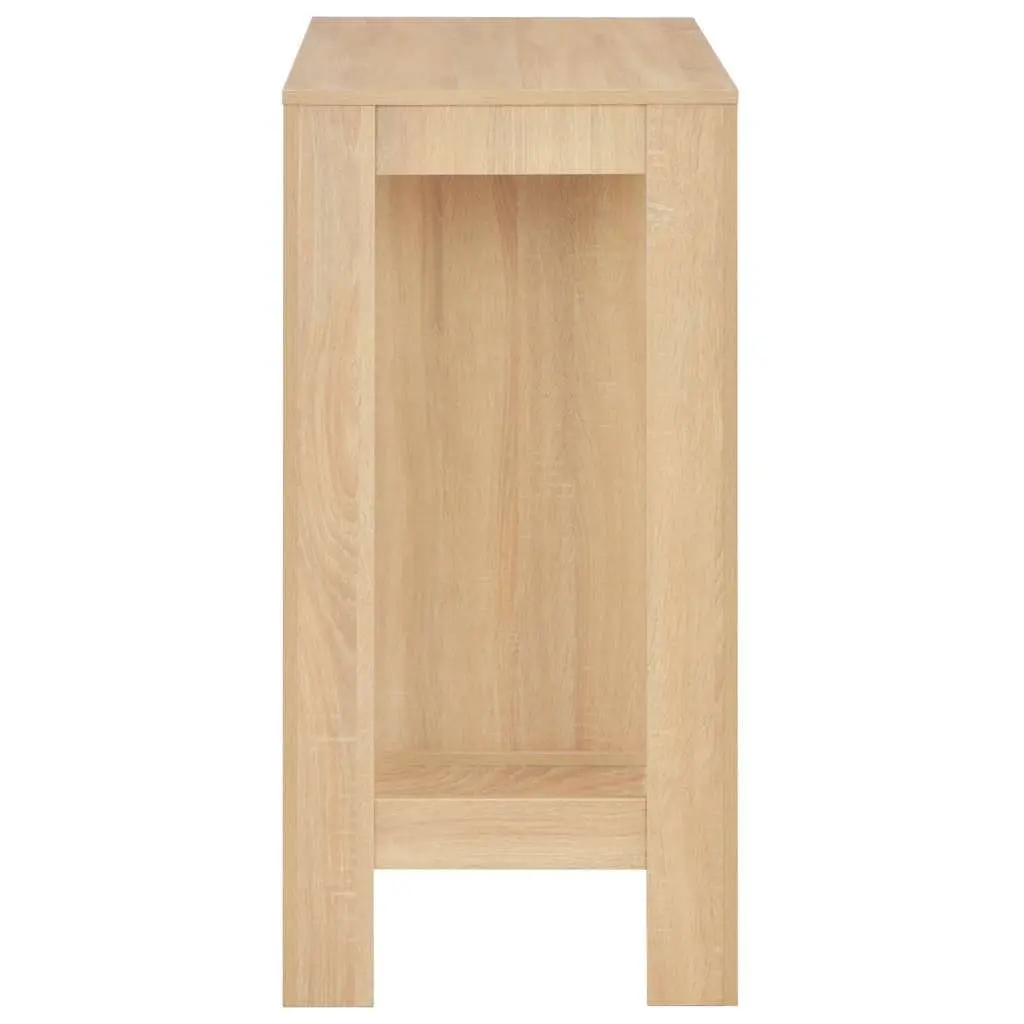 Bar Table 110x50x103cm Brown with 3 Layer Storage Shelf for Kitchen Dining Room