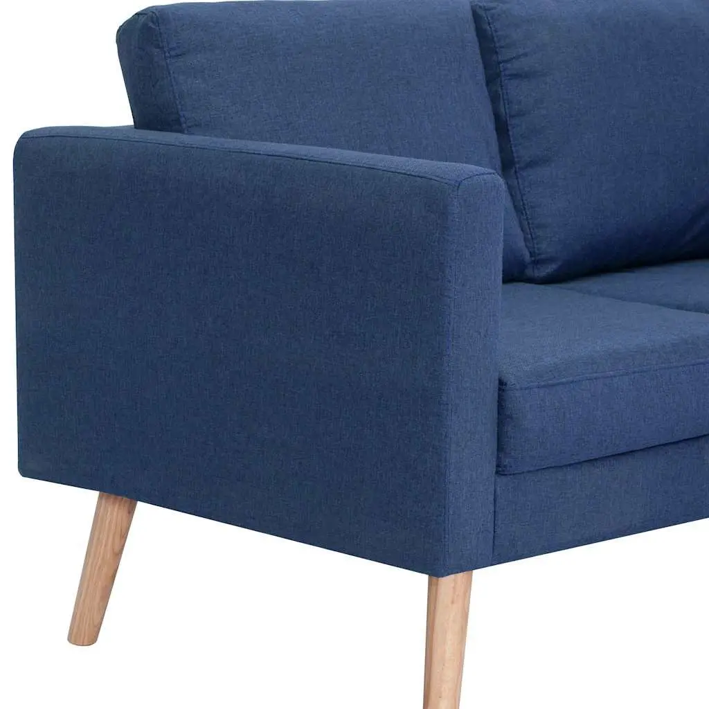 2-Seater Sofa Blue Fabric Couch Wide Seating Area Thickly Padded Cushions Removable Covers
