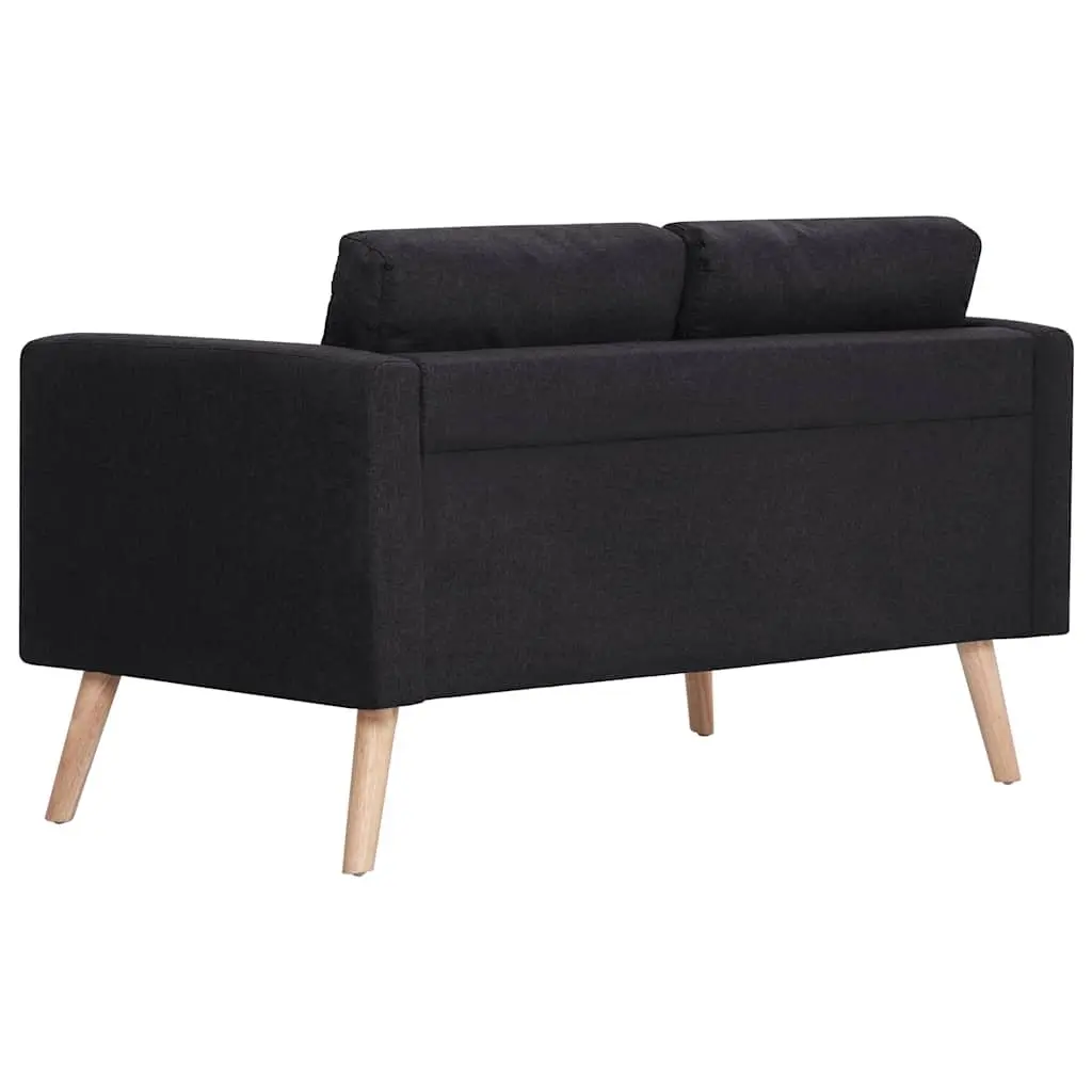 BlackFabric2SeaterSofaWithPaddedCushionsRemovableCoversForLivingRoom
