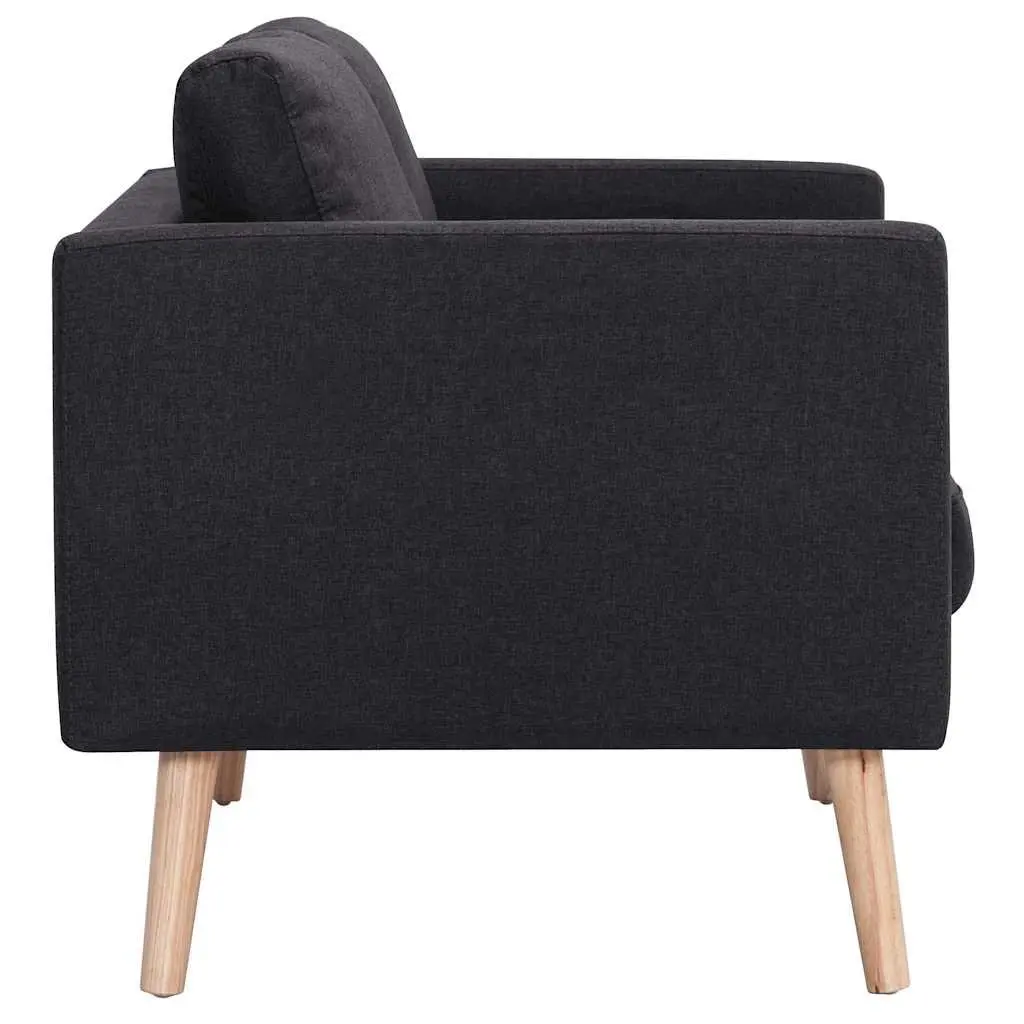 BlackFabric2SeaterSofaWithPaddedCushionsRemovableCoversForLivingRoom