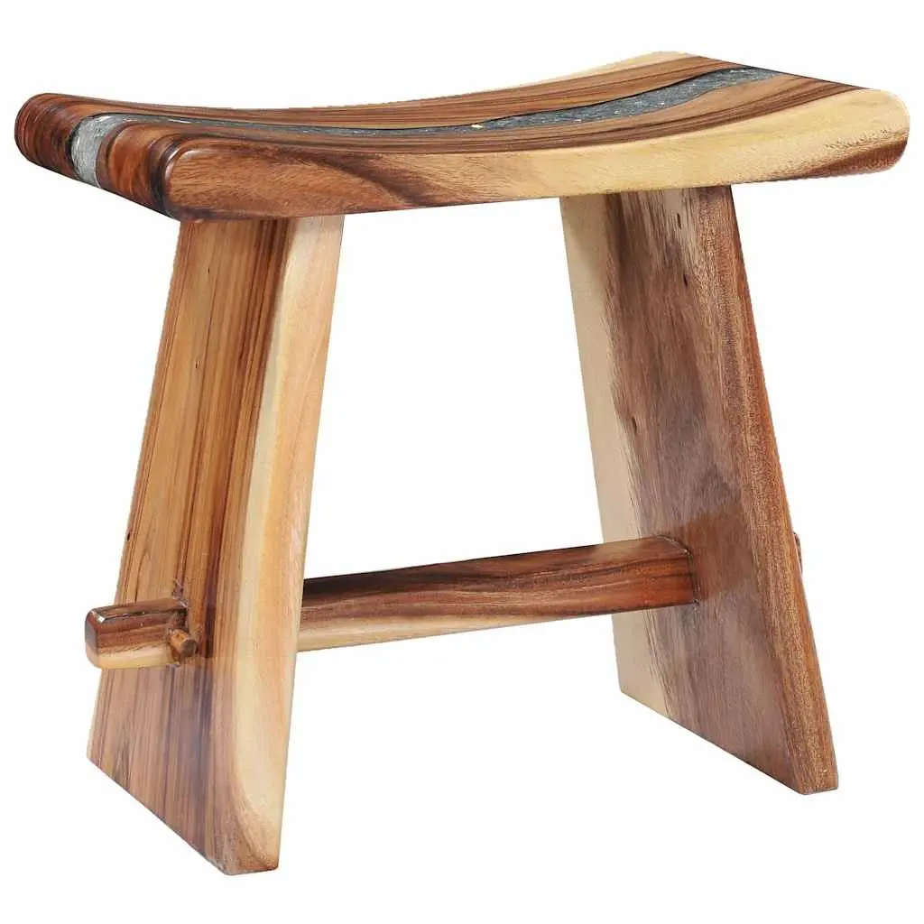 Solid Wood and Polyresin Stool Multicolour Compact Home Decor Side Table Plant