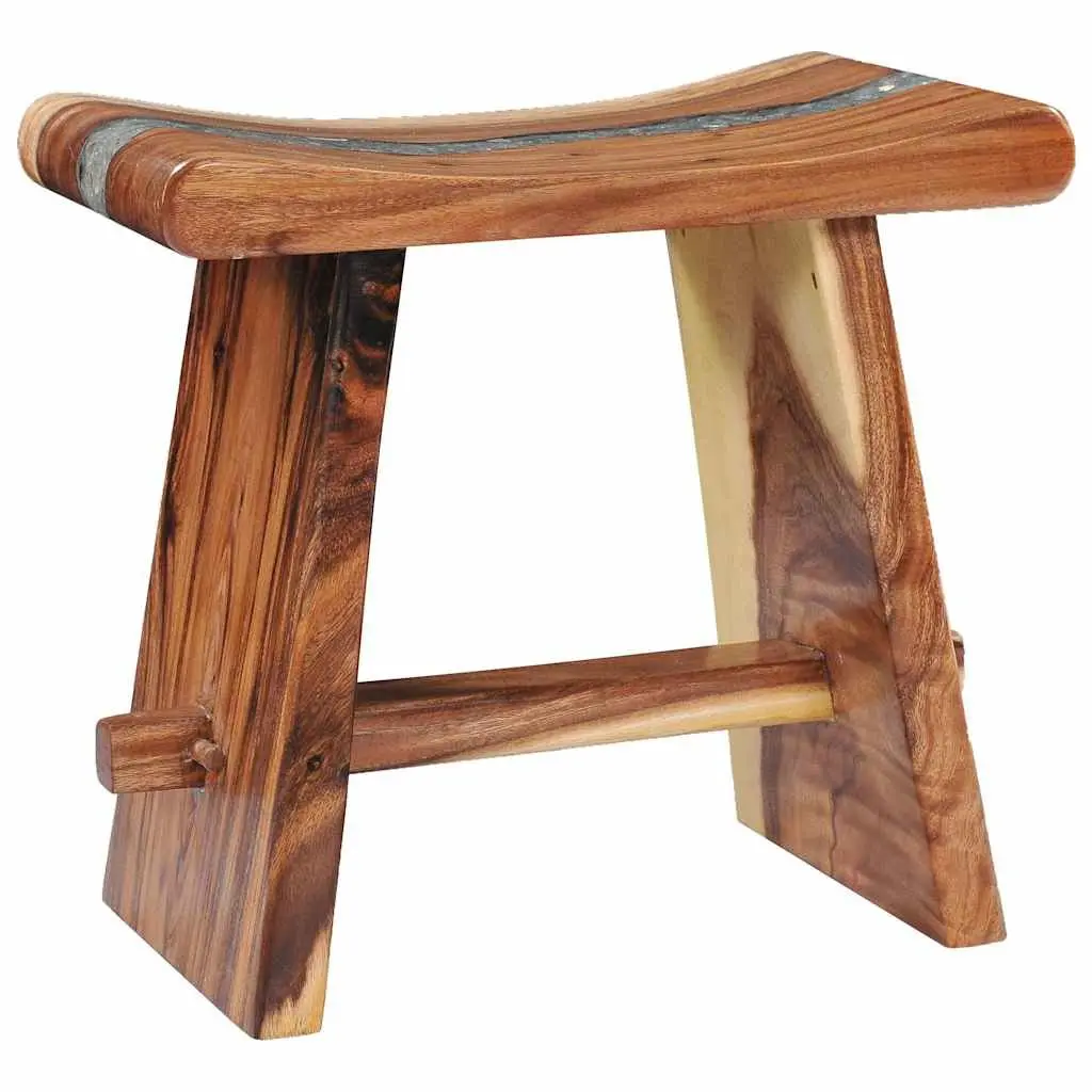 Solid Wood and Polyresin Stool Multicolour Compact Home Decor Side Table Plant
