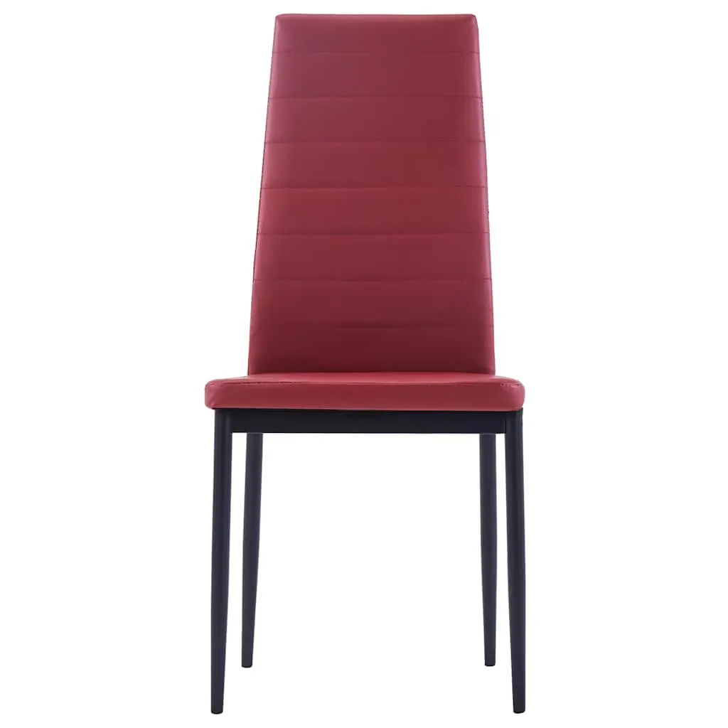 Dining Set Wine Red Tempered Glass Table with Four Upholstered Chairs