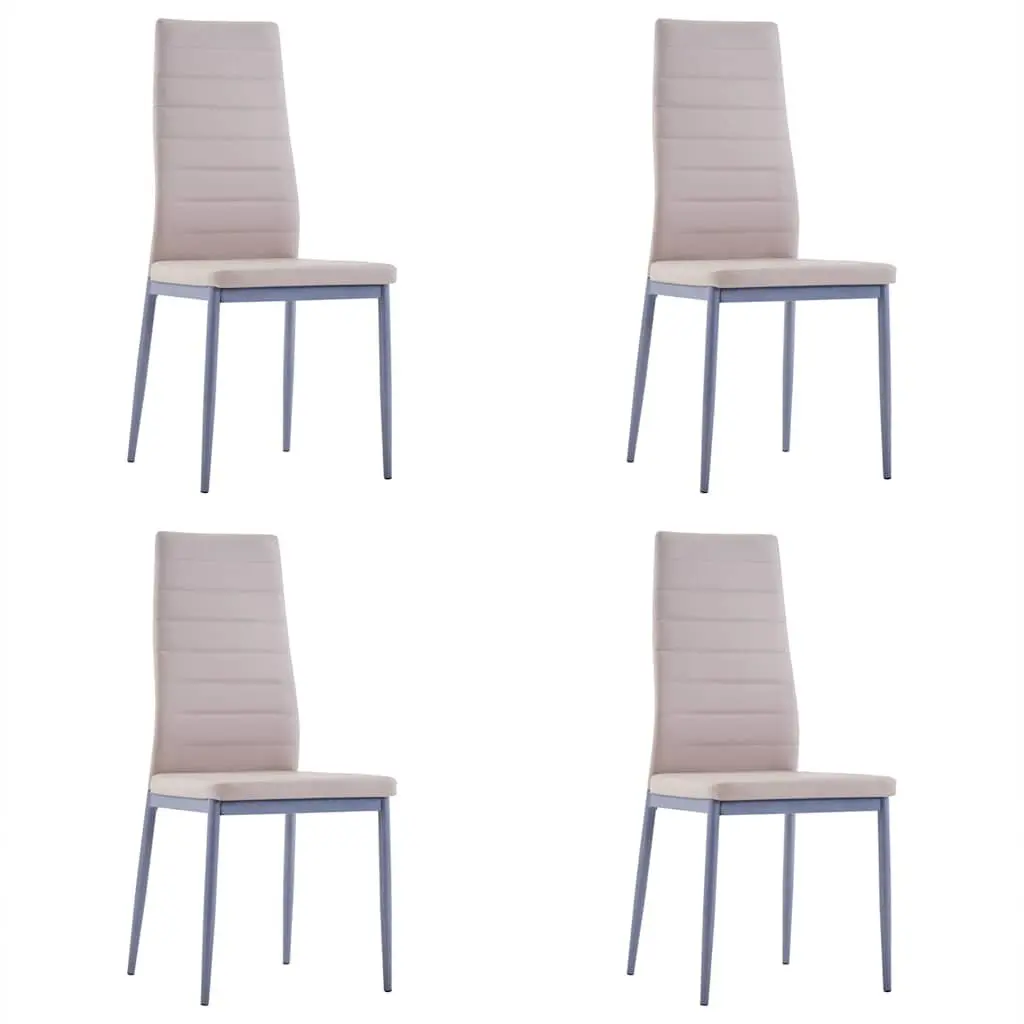 Dining Set 5 Piece Glass Top Table with 4 Beige Faux Leather Chairs