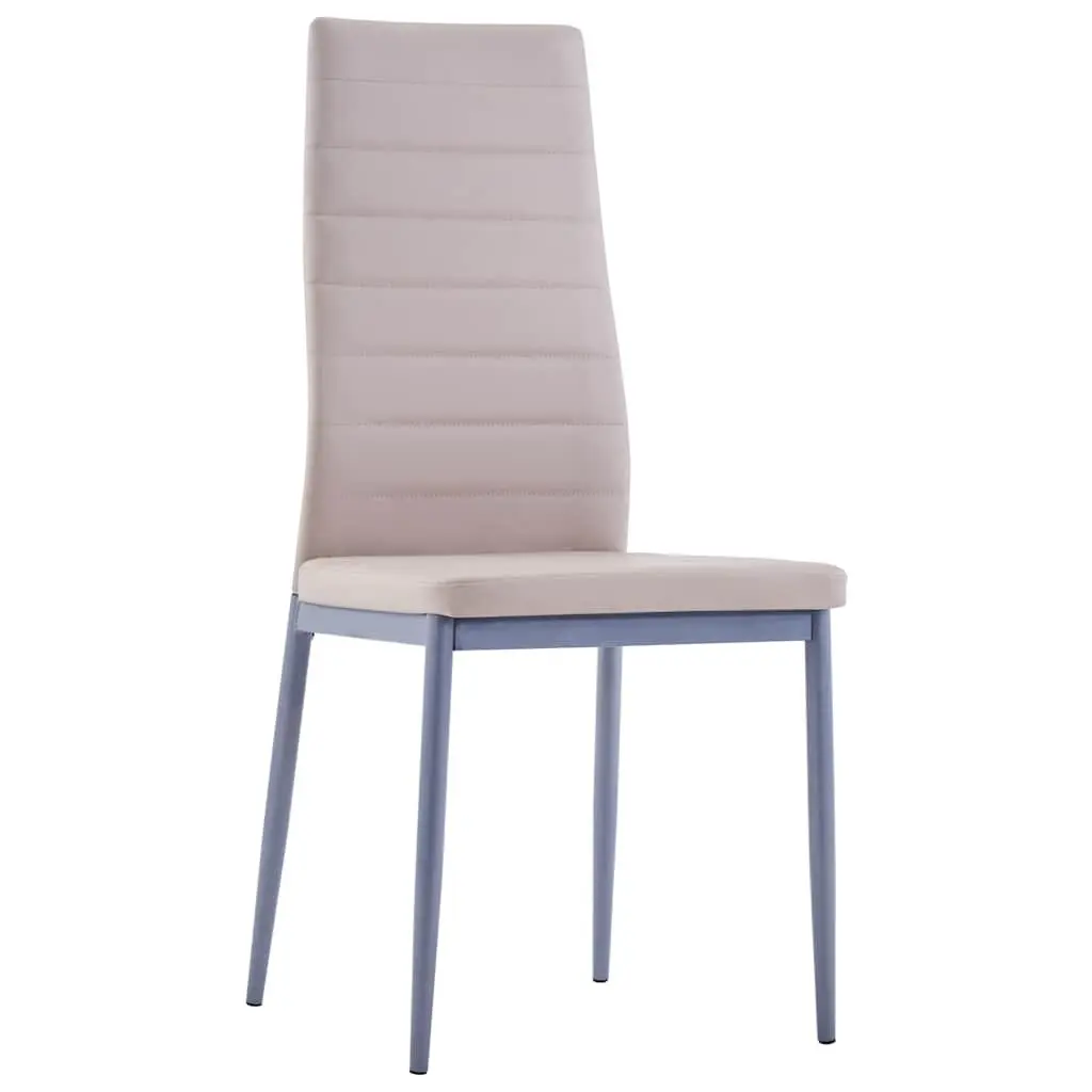 Dining Set 5 Piece Glass Top Table with 4 Beige Faux Leather Chairs