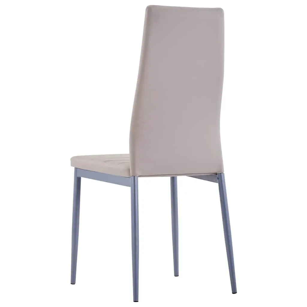 Dining Set 5 Piece Glass Top Table with 4 Beige Faux Leather Chairs