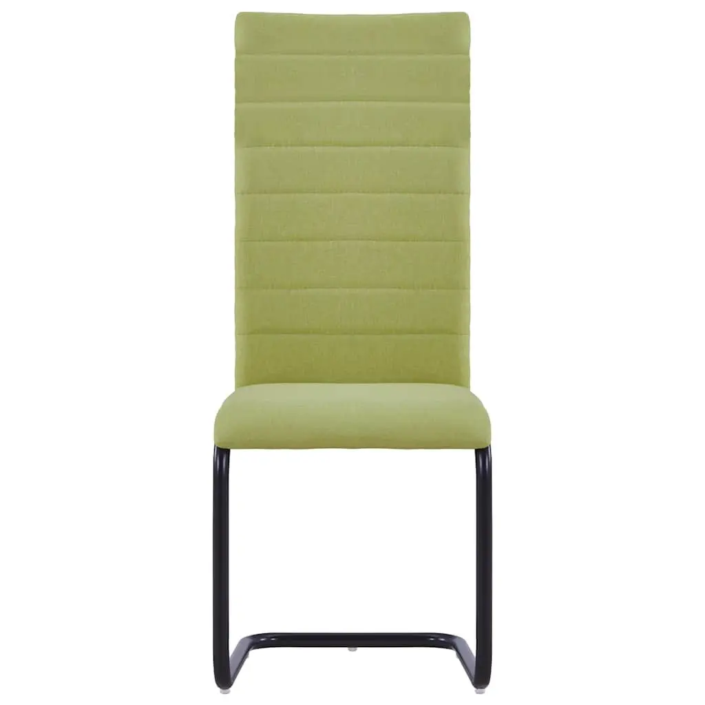 Cantilever Dining Chairs Set of 4 Green Fabric Modern Ergonomic Comfort